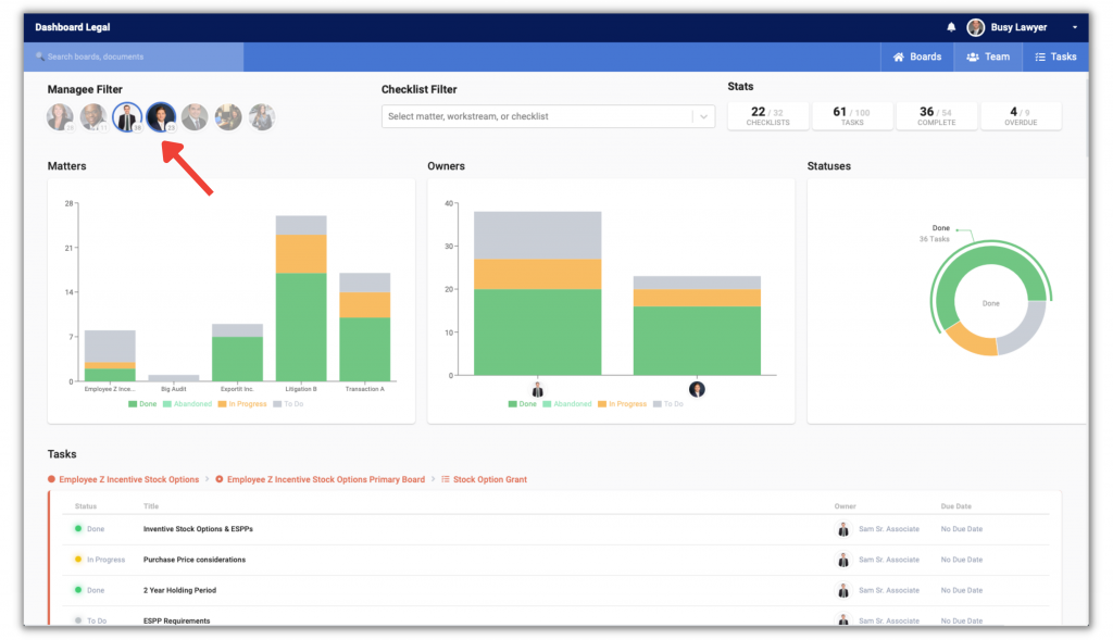 New Dashboard Legal Feature Gives Law Firm Allies A Photo View Of All Task Across Matters as well as Partners